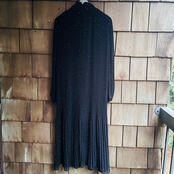 Alex Marie Black Ruffled Chiffon Midi Dress Long Sleeve Rhinestones Size 10 - Picture 7 of 15
